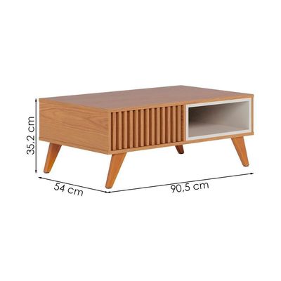 Mesa De Centro Para Sala 91 Cm Jeri Colibri Freijo Off White Matte