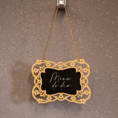 Placa Lousa De Madeira Flor P/ Pendurar 11x15x1 Cm