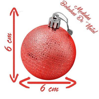Kit 36 Bolas Enfeite Natalino árvore Natal 60mm Vermelho