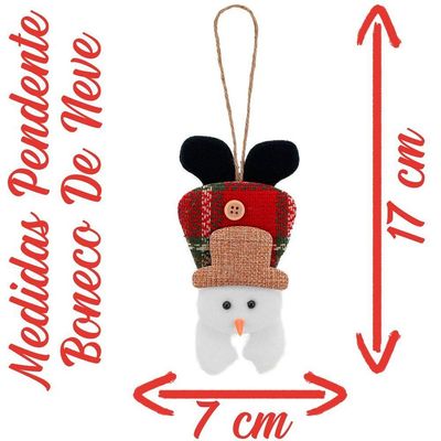 Kit 24 Enfeite árvore Natal Pendente Boneco De Neve 17cm