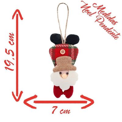 Kit 18 Enfeite árvore Natal Pendente Papai Noel 19,5cm