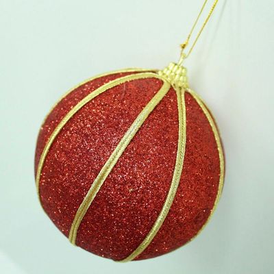 Kit 8 Bolas Glitter Vermelho árvore De Natal Artesanal 10cm