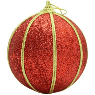 Kit 8 Bolas Glitter Vermelho árvore De Natal Artesanal 10cm
