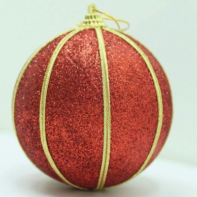 Kit 8 Bolas Glitter Vermelho árvore De Natal Artesanal 10cm
