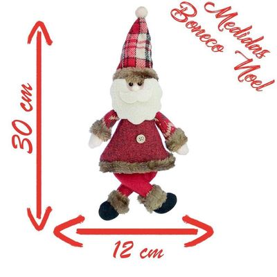 Kit 2 Enfeites Papai Noel Natal Em Tecido 30cm