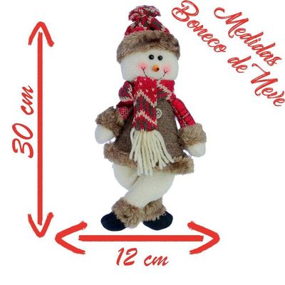 Kit 10 Enfeites Boneco De Neve E Papai Noel Natal Em Tecido 30cm