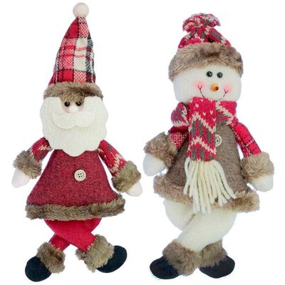 Kit 10 Enfeites Boneco De Neve E Papai Noel Natal Em Tecido 30cm