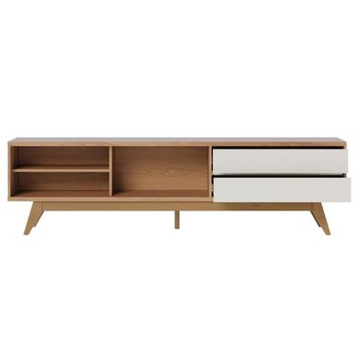 Rack Bancada 1 Portas 2 Gavetas Veneza - Freijó Off White Matte