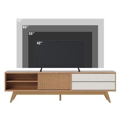 Rack Bancada 1 Portas 2 Gavetas Veneza - Freijó Off White Matte