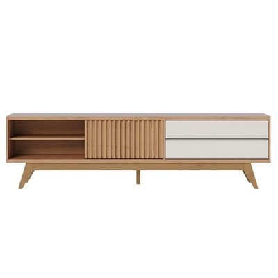 Rack Bancada 1 Portas 2 Gavetas Veneza - Freijó Off White Matte