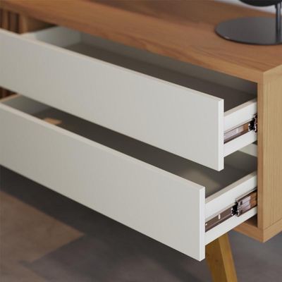 Rack Bancada 1 Portas 2 Gavetas Veneza - Freijó Off White Matte