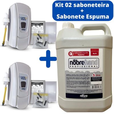 Kit 02 Dispenser Saboneteira Nobre + Sabonete Espum@ 05 Lt