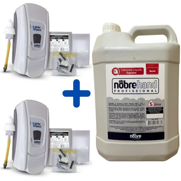 Kit 02 Dispenser Saboneteira Nobre + Sabonete Espum@ 05 Lt