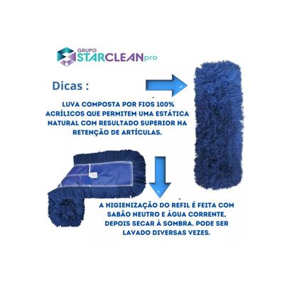 2 Und Refil Mop Pó Cabeleira Piso Seco Profi 120cm Starclean