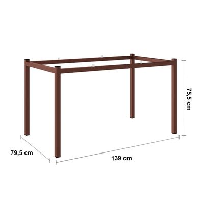 Base de Mesa Retangular Fabone Alexa para Tampo de Vidro com 140X80 cm - Cobre