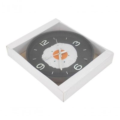 Relógio Parede Frigideira Retaurante Ovo Frito Preta 43x25cm
