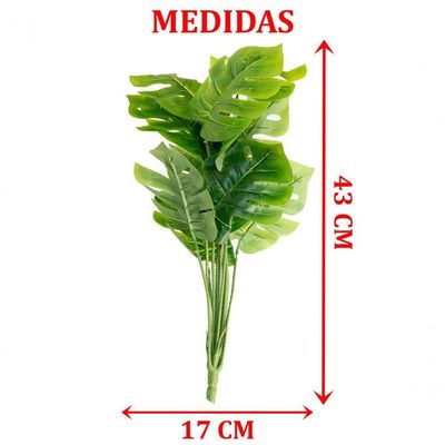 Kit 12 Ramo Planta Artificial Costela De Adão Decoração 43cm