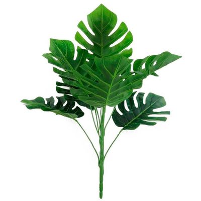 Kit 12 Ramos Costela De Adão Decorativo Artificial Plástico Verde 9 Folhas Cada 32cm