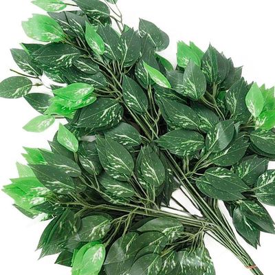 Kit 96 Ramos Decoração Arranjo Fícus Artificial Verde 14 Galhos Cada 60cm