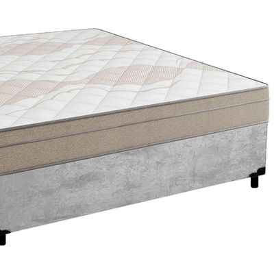 Cama Box Casal Suede + Colchão De Molas Ensacadas Portobel Ipanema - 138x188x65cm Cinza