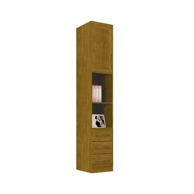 Modulado de Quarto Armário Mesa de Cabeceira Luna c/ 1 Porta e 3 Gavetas Nature - Bianchi