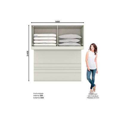 Modulado de Quarto Armário Ponte Aéreo Casal MC11 Seletto c/ 4 Portas Areia/Jequitibá - Henn