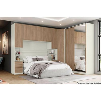 Modulado de Quarto Armário Ponte Aéreo Casal MC11 Seletto c/ 4 Portas Areia/Jequitibá - Henn