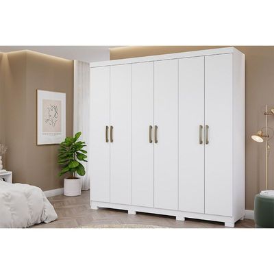 Guarda Roupa Casal 6 Portas e 3 Gavetas Clara Branco - Panan