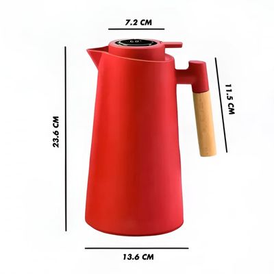 Garrafa Térmica Inox 1 Litro Cabo Madeira Café Chá Preta Elegante