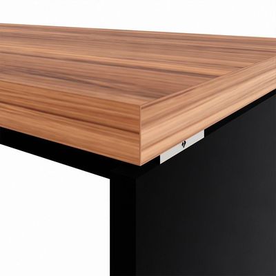 Mesa Escrivaninha Retangular Office 170cm Pé Painel Nogal/preto