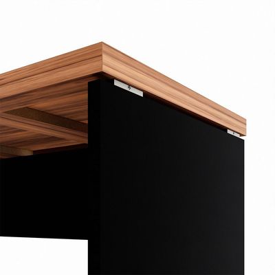 Mesa Escrivaninha Retangular Office 170cm Pé Painel Nogal/preto