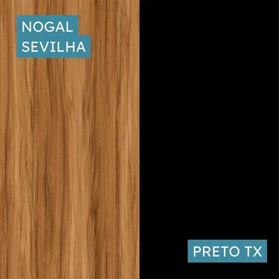 Mesa Escrivaninha Retangular Office 170cm Pé Painel Nogal/preto