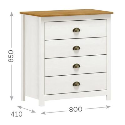Cômoda 4 Gavetas Em Madeira Linha Topázio - Branco/freijó