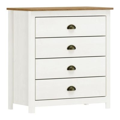 Cômoda 4 Gavetas Em Madeira Linha Topázio - Branco/freijó