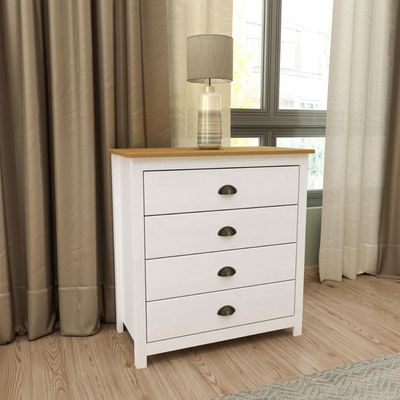 Cômoda 4 Gavetas Em Madeira Linha Topázio - Branco/freijó