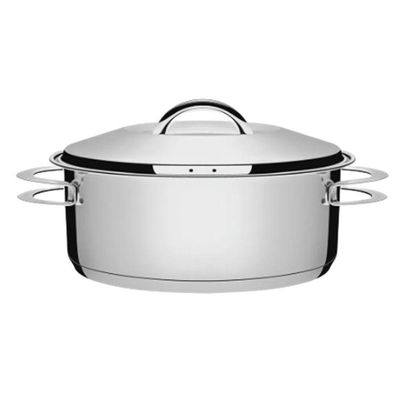 Panela Rasa Solar De Aço Inox 4,7 Litros Caçarola 24 Cm