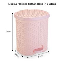 Lixeira Cesto 15 Litros Com Pedal E Tampa Banheiro Promoção! Cor Rosa