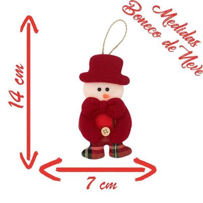Kit 6 Peças Enfeite árvore Natal Pendente Papai Noel Boneco De Neve 14cm