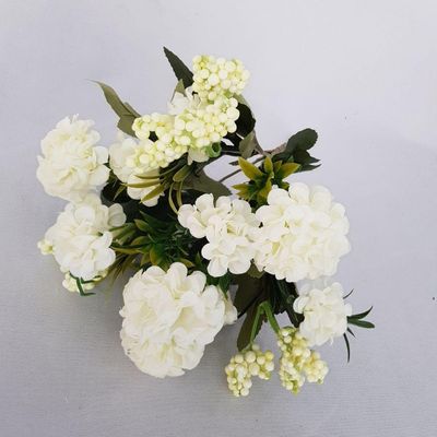 Arranjo Mini Hortênsias Artificiais Brancas