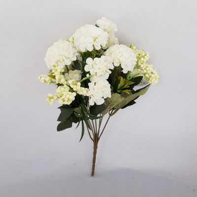 Arranjo Mini Hortênsias Artificiais Brancas