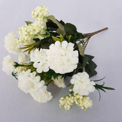 Arranjo Mini Hortênsias Artificiais Brancas