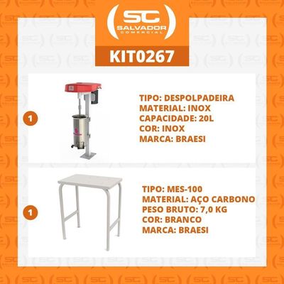 Kit - Despolpadeira 3 Peneiras 20l Des-20 Bivolt + Mesa Mes-100 - Braesi