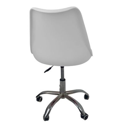 Kit 5 Cadeiras Office Base Cromada Com Rodizio Giratória Saarinen Branco