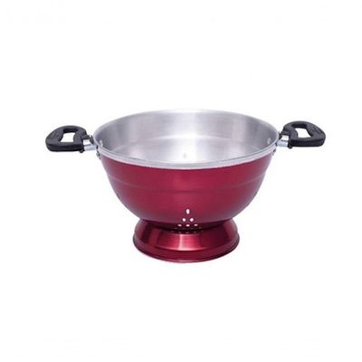 Escorredor E Macarrão De Aluminio Vermelho 24cm Com Pé Docesar