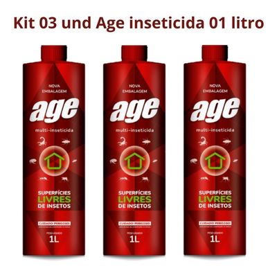 3 Und Age Arraze Mata Insetos Baratas 01 Litro