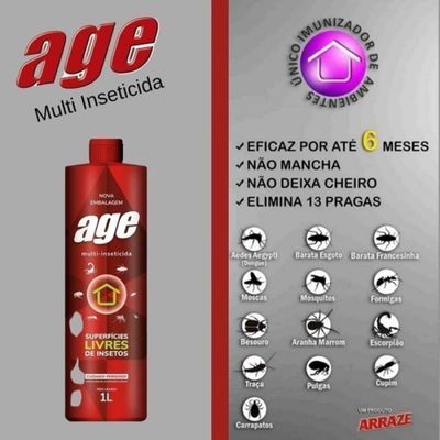 3 Und Age Arraze Mata Insetos Baratas 01 Litro
