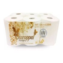 Papel Toalha Bobina 100% Celulose Bom Ouroppel 6 Rolos 200m