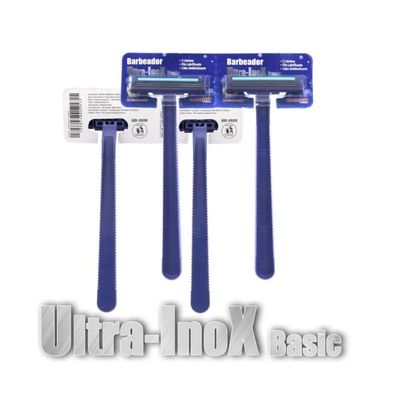 kit barbeador 24 um ultra inox basic- 2 lâminas cabo plastico