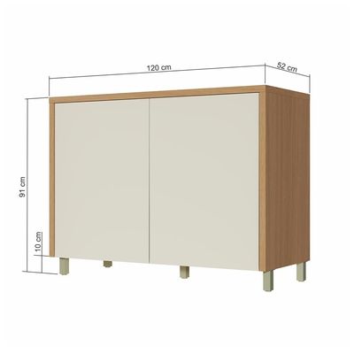 Balcão Nesher Condessa com 2 Portas e 1 Prateleira - 120cm de largura - Carvalho/Greige