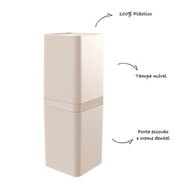 Porta Escovas De Dente Com Tampa - Stolf Areia